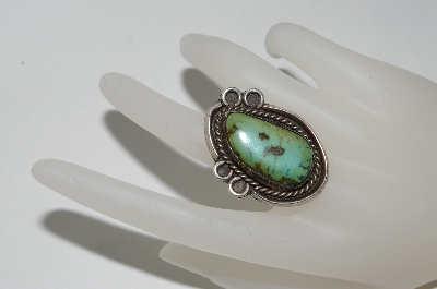 +MBA #65-134   Sterling Fancy Cut Green Turquoise Ring