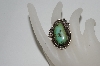 +MBA #65-134   Sterling Fancy Cut Green Turquoise Ring