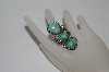 +MBA #65-130   " Artist "DHC" Signed 3 Stone Blue/Green Turquoise Ring
