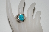 +MBA #65-224  Artist "Jaun Guerro"  Signed Wide Band Blue Turquoise Ring