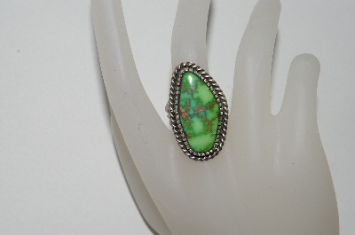 +MBA #65-166  Artist  "Leonard Nez" Signed Green Turquoise Ring