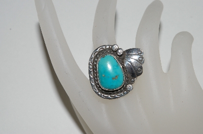 +MBA #65-209   Sterling Blue Turquoise Navajo Ring