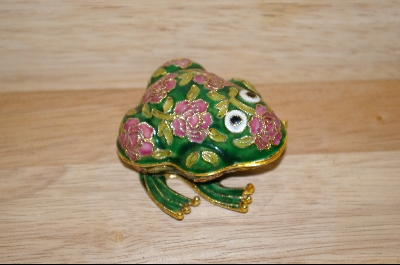 +MBA "Pink Rose Enameled Frog Trinket Box #5097
