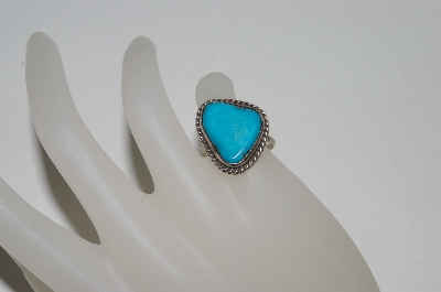 +MBA #65-095  Sterling Fancy Shaped Blue Turquoise Ring