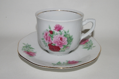 +MBA #66-009  Service For 4    " Baum Brothers "Maria" Cup & Saucer Set