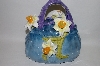 +MBA #69-034   " Beautiful Blue 3 Demensional Floral Handbag Cookie Jar