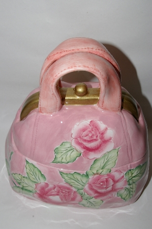 +Pink "Rose" Floral Handbag Cookie Jar