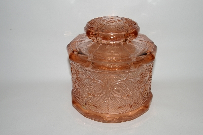 +MBA #69-225   " Small Pink Glass Fancy Patterned Canister