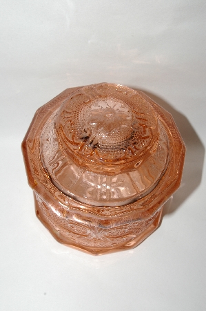 +MBA #69-225   " Small Pink Glass Fancy Patterned Canister