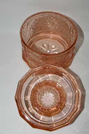 +MBA #69-225   " Small Pink Glass Fancy Patterned Canister