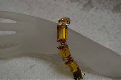 +MBA #CCZB  "Large Emerald Cut Citrine Colored CZ Bracelet
