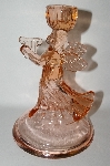 +MBA #69-241   " Vintage large Pink Glass Angel Candle Stick Holder