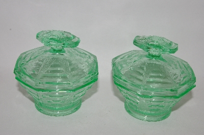 +MBA #69-187  "Vintage Green Glass 6 Piece Vanity Set