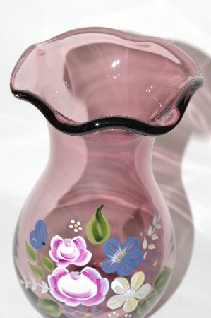 +MBA #69-030   "Hand Painted Purple Art Glass Vase