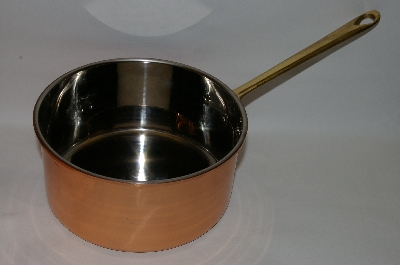 +MBA #70-8141 "30 Year Old Copper Sauce Pot With Lid & Brass Handle