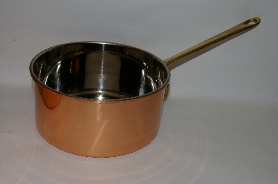 +MBA #70-8141 "30 Year Old Copper Sauce Pot With Lid & Brass Handle