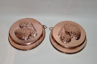 +MBA #70-8170  "30 Year Old Set Of 2 "Strawberry Motif" Copper Jello Molds