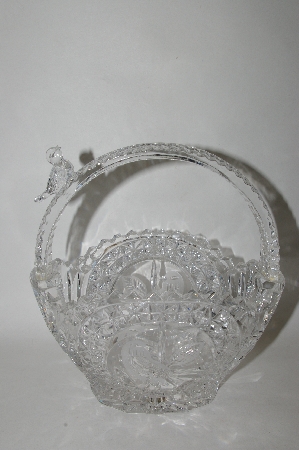 +MBA #69-229   "1990's Crystal Basket With Bird Motif Candy  Dish