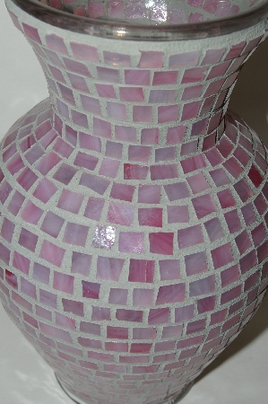 +MBA #70-7955  "1 Of A Kind Large Pink Stained Glass Vase
