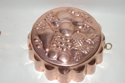+Very Old Copper Fruit Motif Jello Mold