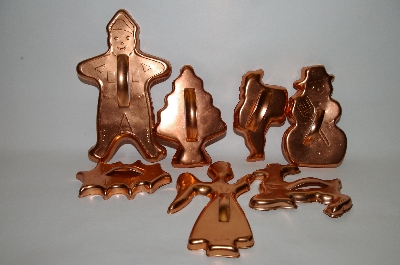 +MBA #70-7994  "Set Of 7 Older Copper Christmas Cookie Cutters