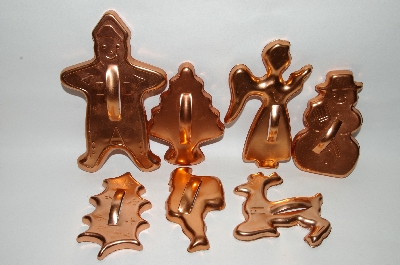 +MBA #70-7994  "Set Of 7 Older Copper Christmas Cookie Cutters