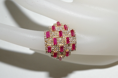+MBA #76-031  14K Ruby & Diamond Wide Top Ring