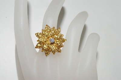 +MBA #76-137  14K Yellow Gold Citrine & Diamond Flower Ring