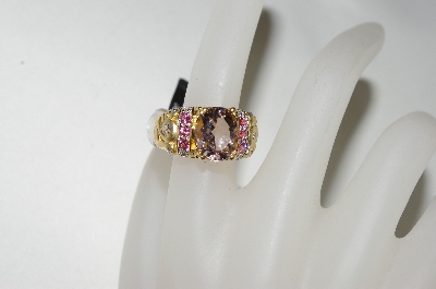 +MBA #76-104  18K Yellow Gold Morganite, Pink Spinel & Diamond Ring