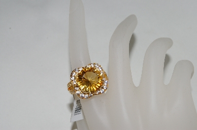+MBA #76-073  18K Vermeil Citrine,White Zircon & Diamond Accent Ring