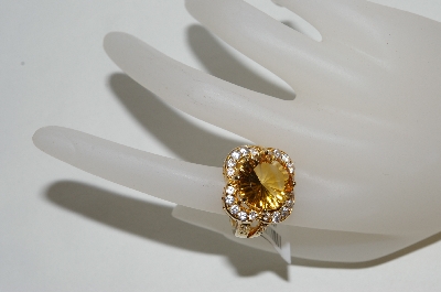 +MBA #76-073  18K Vermeil Citrine,White Zircon & Diamond Accent Ring