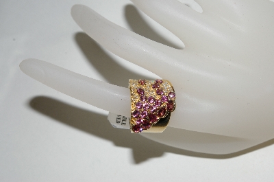 +MBA #76-103  14K Yellow Gold Pink Tourmaline & Diamond Cascading Ring