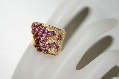 +MBA #76-103  14K Yellow Gold Pink Tourmaline & Diamond Cascading Ring