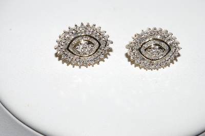 +MBA #77-103  14K Yellow Gold Round & Baguette Cut Diamond Earrings