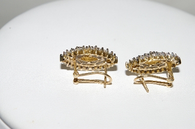 +MBA #77-103  14K Yellow Gold Round & Baguette Cut Diamond Earrings