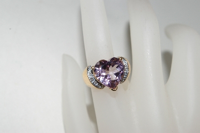 +MBA #76-094  14K Yellow Gold Celebrity Pink Topaz  & Diamond Ring