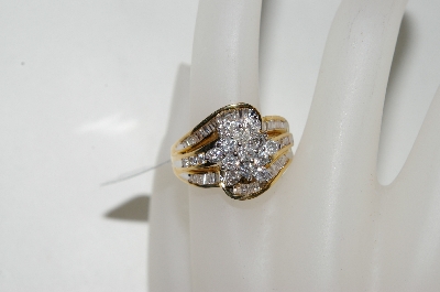 +MBA #76-041  10K Yellow Gold Center Flower Diamond Ring
