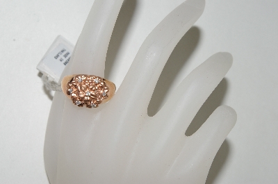 +MBA #76-126  14K Rose Gold Designer Diamond Flower Ring