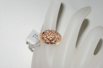 +MBA #76-126  14K Rose Gold Designer Diamond Flower Ring