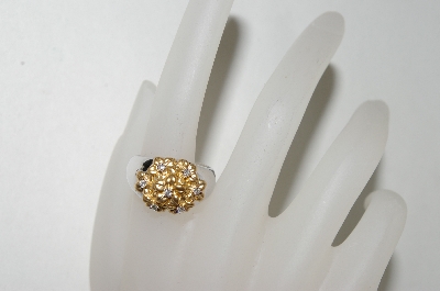 +MBA #76-128  14K Two Tone Designer Diamond Flower Ring