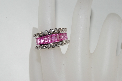 +MBA #76-035  14K White Gold Pink Sapphire & Diamond Ring