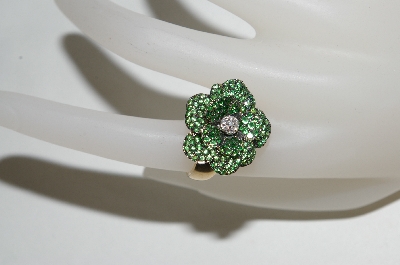 +MBA #76-009  14K Yellow Gold Designer Tsavorite & Diamond Flower Ring