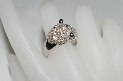 +MBA #76-015  14K White Gold Cognac & White Diamond Panther Ring