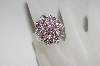 +MBA #76-028  14K White Gold Pink Sapphire & Diamond Flower Ring