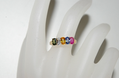 +MBA #76-145  14K Yellow Gold Shades Of Sapphire 5 Stone Ring