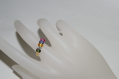+MBA #76-145  14K Yellow Gold Shades Of Sapphire 5 Stone Ring