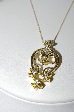 +MBA #77-093  14K Yellow Gold 5 Flower Yellow & White Diamond Pendant With 18" Chain
