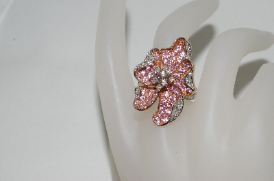 +MBA #77-077    14K Two Tone Pink Sapphire & Diamond Flower Ring