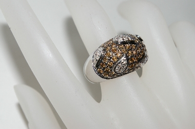 +MBA #77-023   "14K White Gold Chocolate & White Diamond Ring