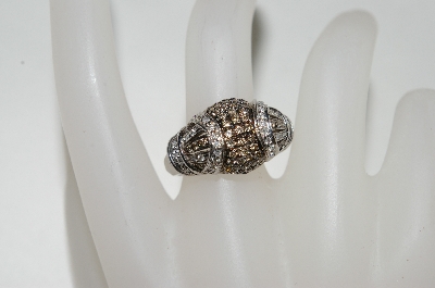 +MBA #77-113    "14K White Gold Fancy Cognac & White Diamond Ring